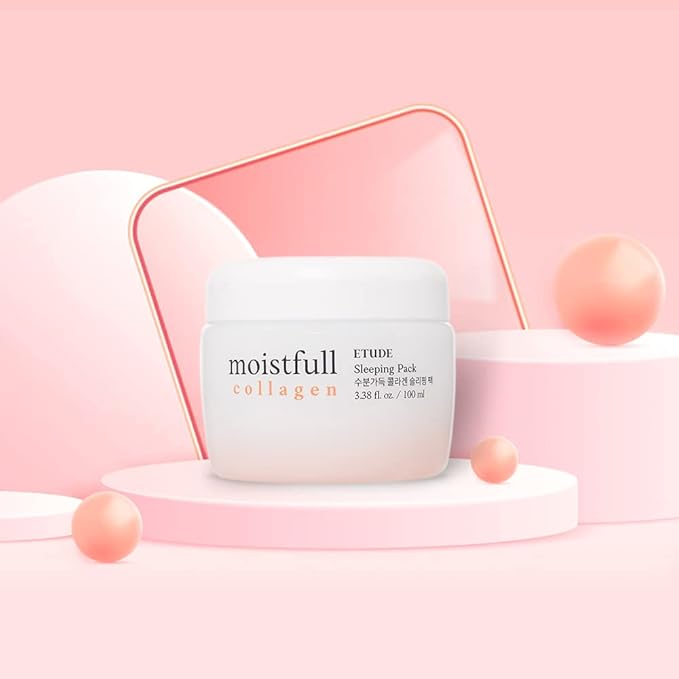 ETUDE Moistfull Collagen Sleeping Pack, Face Moisturizer, Night Cream, Super Collagen Water, Baobab Oil, Gel Texture, Deep Hydration, Korean Skin Care, Beauty (3.38 Fl Oz)