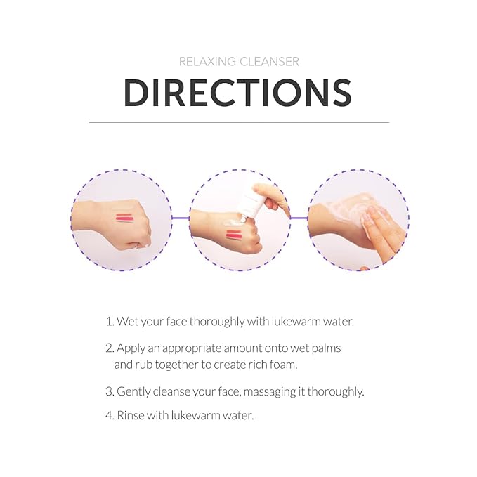 Foaming Facial Relaxing Cleanser for Sensitive Skin - 150ml – Dermatological Gentle Creamy Face Wash Cleansing Foam | pH 5.5-6 Balanced Formula | Moisturizing & Soothing Korean Skin Care