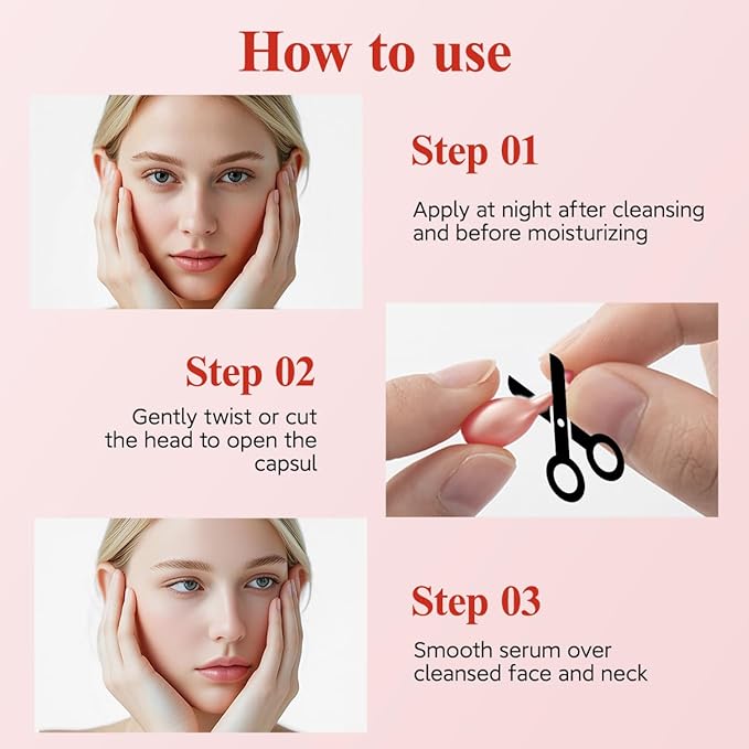 HKH Retinol Face Serum Oil - Anti-aging Night Serum with Vitamin E, 48 Capsules, Reduce Wrinkles, Firm & Hydrate Skin, Non-Greasy Formula, Travel-Friendly Skincare, with Scissors