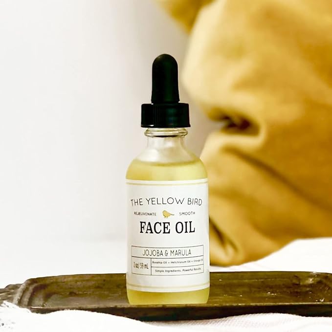 Yellow Bird Nourishing Face Oil - All Natural Hydrating, Anti Aging Facial Serum. Includes Jojoba, Marula, Primrose, & Rosehip for Restoring Skin