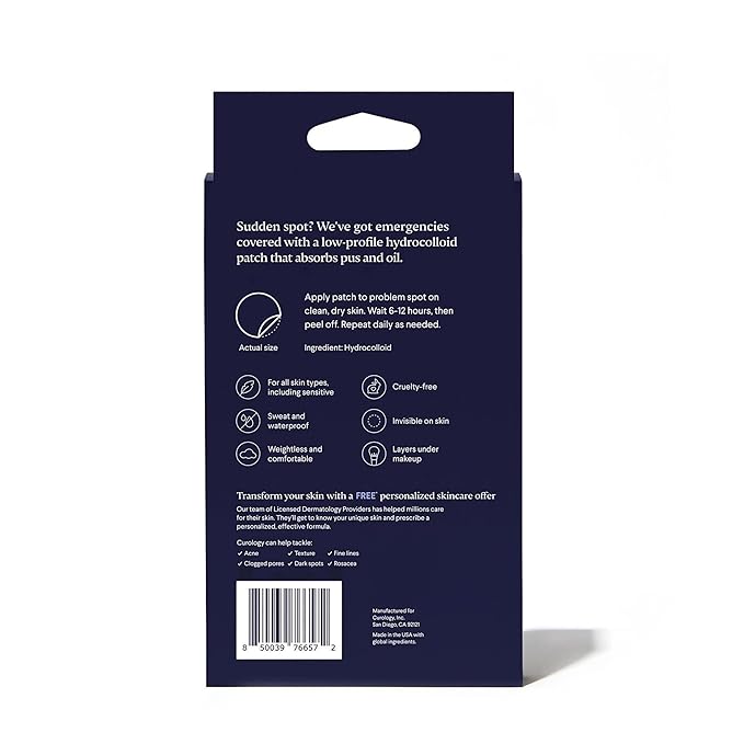Curology Emergency Spot Pimple Patches for Face, Stocking Stuffer Gifts, Hydrocolloid Pimple Patches Fast-Acting, 160 Count