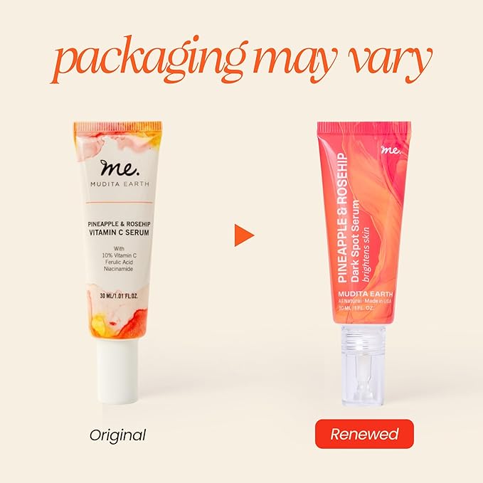 Mudita Earth Pineapple Bright Vitamin C Serum – 1 Fl Oz | Vitamin C & Niacinamide Serum for Acne Scars, Dark Spots & Hyperpigmentation, Glow-Enhancing & Even Tone Support with Rosehip, Hyaluronic Acid