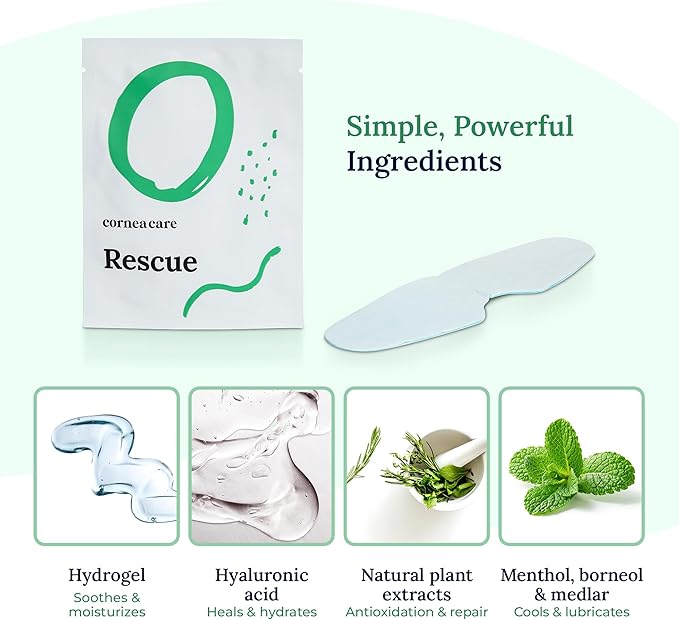 CorneaCare Rescue: Hydrogel Self Cooling Compress | Cold Eye Masks for Puffy Eyes | Self Cooling Eye Compress for Fast Relief | Travel Ready | 12 Count