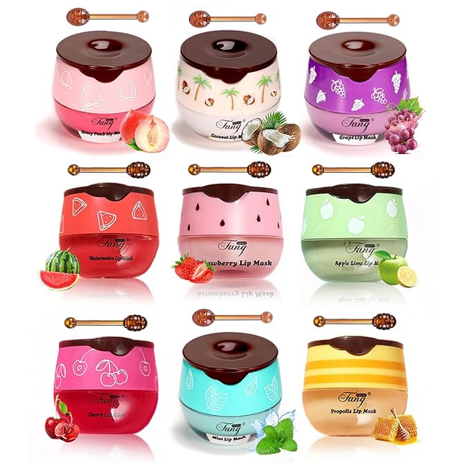 Honey+Strawberry+Apple Lime+Watermelon Lip Balm Lip Mask, Moisturizing Lip Sleeping Mask, Hydrate Repair Prevent Dry Cracked Lip (9 Flavors)
