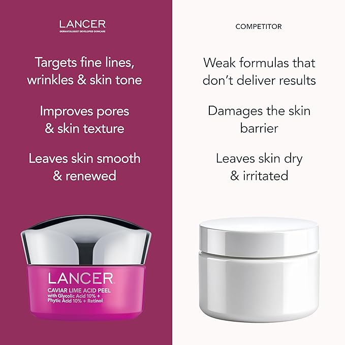 Lancer Skincare Caviar Lime Acid Peel, Retinol Facial Chemical Peel with Brightening Glycolic Acid, 1.7 Fluid Ounces…