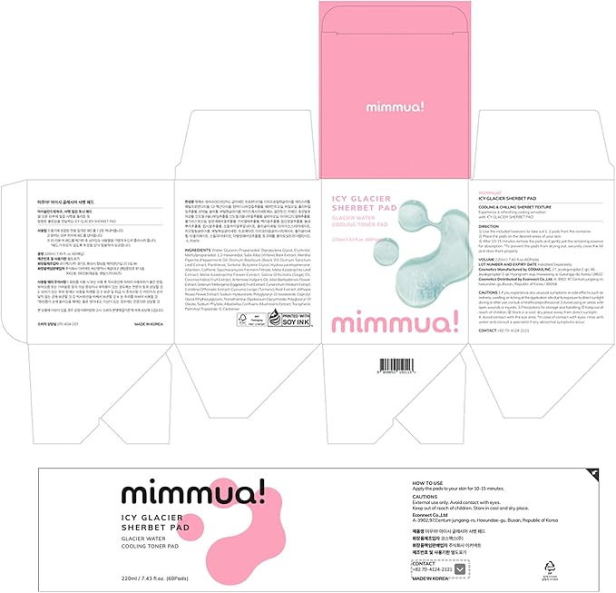 Ice Sorbet Toner Pads | Skin Prep Wipes for Puffiness, Under Eye Bags & Instant Face Lift | Gel Pads for Sunburn Relief & After Sun with 30% Glacial Water & Caffeine | Pack of 3 (180 Count)