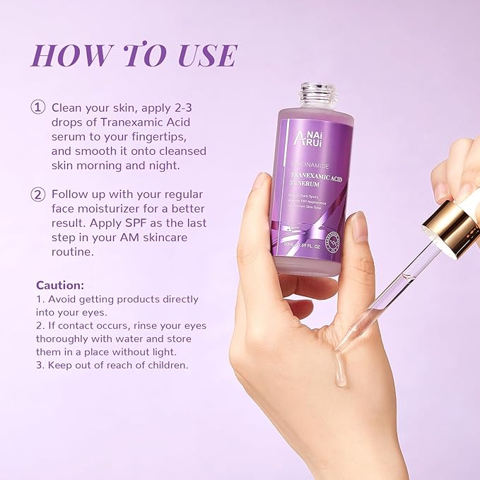 ANAI RUI 5% Tranexamic Acid Serum With Niacinamide,Kojic Acid, Arbutin,for Uneven Skin Tone 1.69 FL.Oz/50 ML