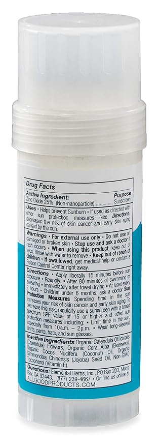 All Good Sports Mineral Sunscreen Butter Stick for Face, Nose, Ears - UVA/UVB Broad Spectrum SPF 50, Coral Reef Friendly, Water Resistant, Zinc Oxide, Coconut Oil, Beeswax, Vitamin E (2.75 oz)(3-pack)