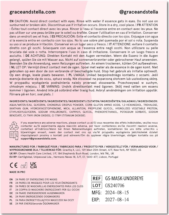 grace & stella Award Winning Under Eye Mask - Travel Essentials - Birthday Gifts for Women - Gel Eye Patches for Dark Circles, Puffy Eyes, Wrinkles, Undereye Bags - Vegan Self Care (48 Pairs, Gold)