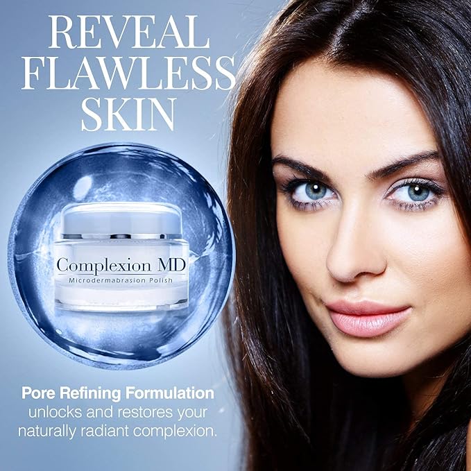 Complexion MD Exfoliating Face Scrub (1.69 oz) - Aquallure Apple Stem Cell Rejuvenating Serum (1 oz) - Anti Aging - Pore Refining Microdermabrasion - Green Tea, Peptides & Hyaluronic Acid (2 items)