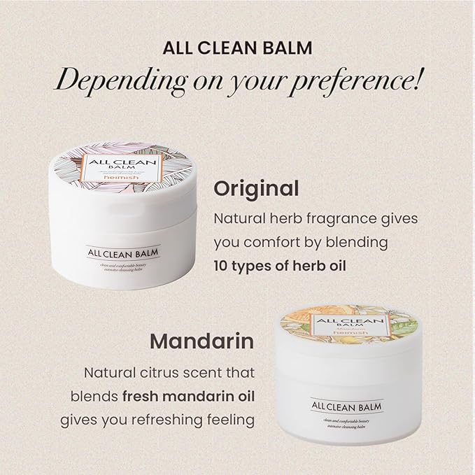HEIMISH All Clean Balm Set (Original & Mandarin) - Cleansing Balm, Waterproof Makeup Remover, Face Cleanser, Oil Based Cleanser, Korean Skincare with Natural Aroma Oil, Vegan, For All Skin Types