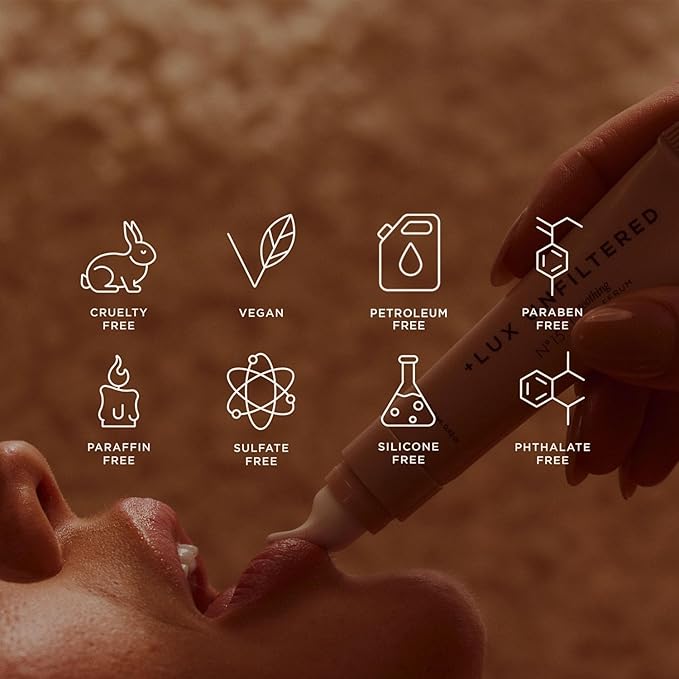 + Lux Unfiltered N°15 Soothing Lip Serum – Fragrance Free, Moisturizing, Hydrating Lip Balm with Hyaluronic Acid & Shea Butter – Cooling Touch Applicator - Vegan, Cruelty-Free, & Petroleum-Free