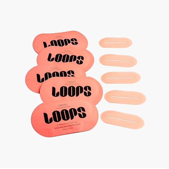 LOOPS Weekly Reset Hydrogel Lip Mask - Super Hydrating Mask for Moisturizing Lips - Rejuvinate and Reduce Signs of Puffiness - Gifts for her - 5 Pc