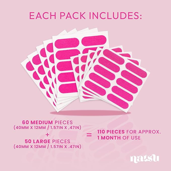 Overnight Anti Wrinkle Patches for Women - Japanese Face Tape for Forehead, Smile Lines - Pre-Cut Kinesiology Face Tape in 2 Sizes - Skin Safe, Latex-Free