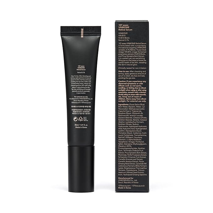 107 VINBIOME Retinal Serum, Retinal 0.1% & Ginseng, Hydrating & Firming Face, Supports Smooth & Youthful-Looking Skin, Gentle for Sensitive Skin (1.01 fl oz)