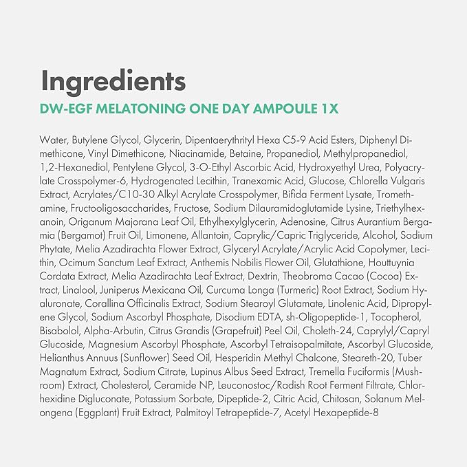 Easydew DW-EGF Melatoning Ampoule 1X - Hydrating Dark Spot Serum with Niacinamide & Glutathione for Uneven Skin - Fast Absorbing Day & Night Ampoule Korean Skin Care (Bottle 1.01 fl oz, EGF 1X)