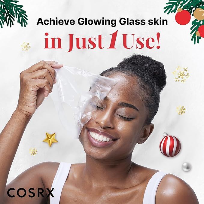COSRX Glow-Boosting Face Mask Limited Holiday Gift Set 6ea, Snail Mucin, 6 Peptides & Alpha-arbutin for Glass skin, Collagen Face Mask, Korean Skin Care Set, Stocking Stuffers, Amazon Exclusive