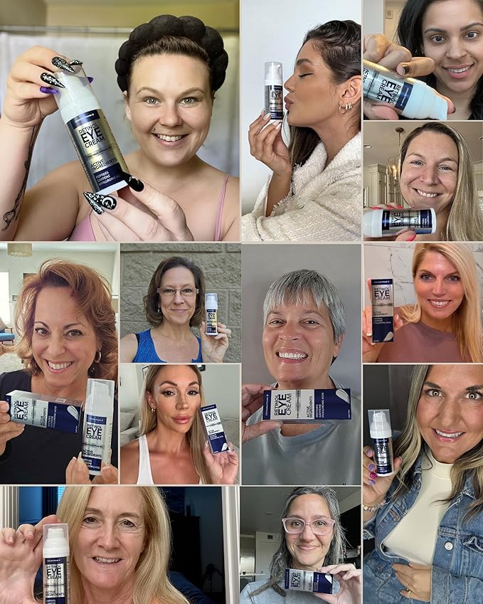 Under Eye Cream for Puffiness and Bags Under Eyes, Eye Bags Treatment for Men & Women - Anti Wrinkle Cream for Dark Circles, Baggy Eyes Treatment for Women with Retinol, Hyaluronic Acid & Caffeine