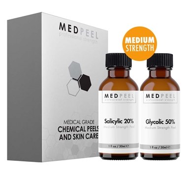 MedPeel Alpha & Beta Hydroxy Acid Essential Peel Kit, 20% Salicylic and 50% Glycolic, Includes 2 Peels, Prep and Neutralizer, Medium Strength Chemical Face Peels, 1oz/30ml (Kit of 4)