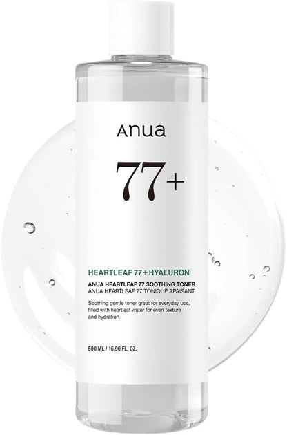Anua Heartleaf 77 Soothing Toner I pH 5.5 Skin Trouble Care, Calming Skin, Refreshing, Purifying (500ml / 16.9 fl.oz.)