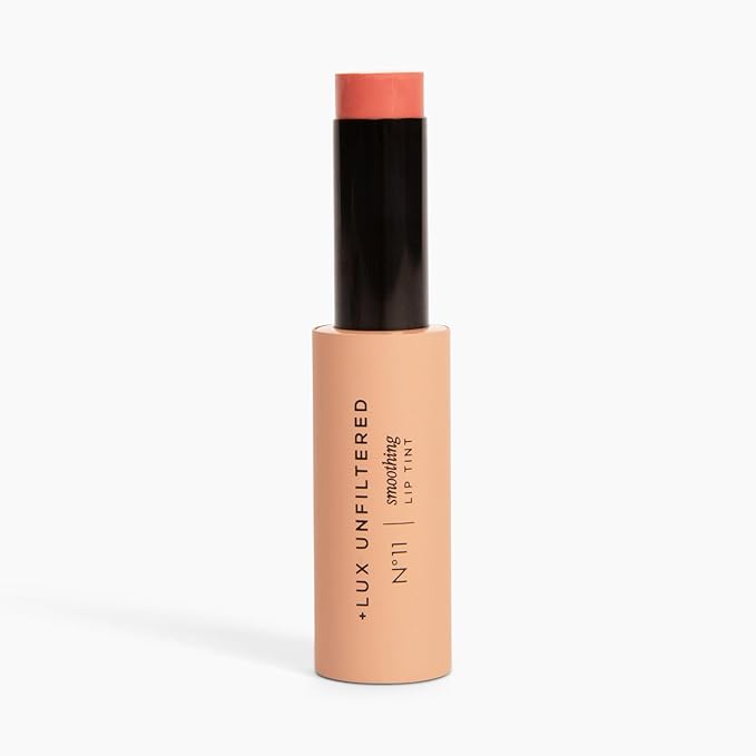+ Lux Unfiltered N°11 Smoothing Hydrating Lip Tint for Women - Tinted Lip Balm with Jojoba & Sunflower Oil - Lightweight, Moisturizing, Semi-Sheer Color - Vegan & Cruelty-Free - Guava (Pink)