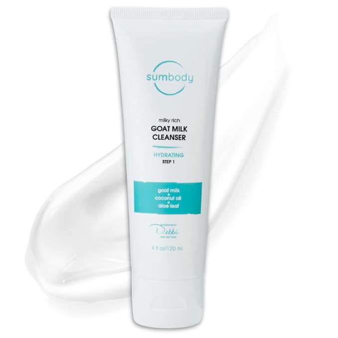 Sumbody Face Wash for Women & Men Goat Milk Cleanser – (4oz) Cruelty Free Face Wash, Organic Gentle Face Cleanser with AHAs & Vitamins for Sensitive Skin, Day and Night Face Wash Cleanser for Dry Skin