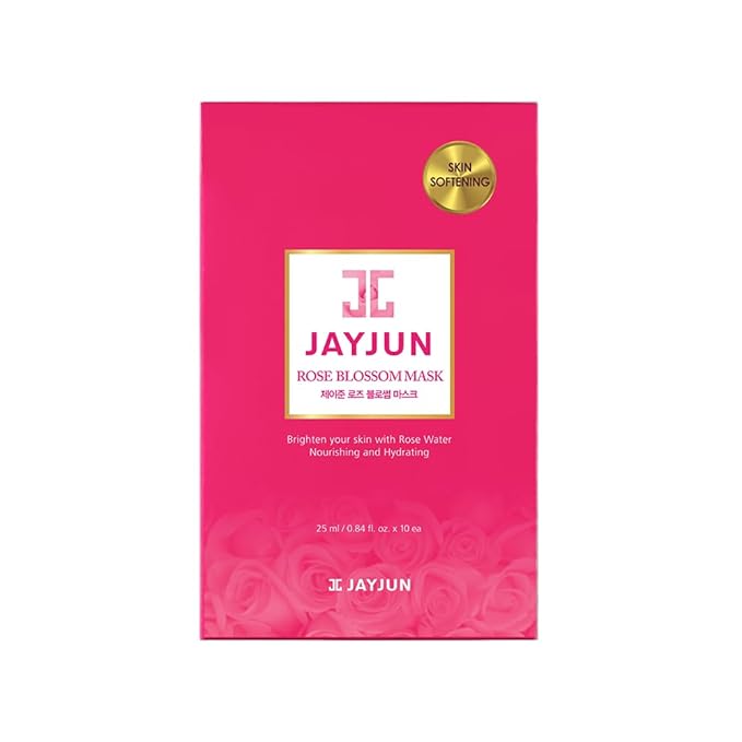 JAYJUN Rose Blossom Mask (10 Sheets) – Rose Water, Betaine & Allantoin for Soothing Hydration Skin 0.84 fl. oz.