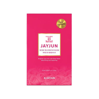 JAYJUN Rose Blossom Mask (10 Sheets) – Rose Water, Betaine & Allantoin for Soothing Hydration Skin 0.84 fl. oz.