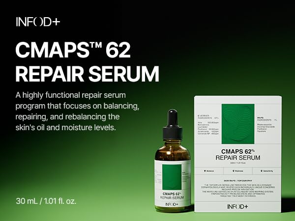 INFODPLUS CMAPS 62 Repair Serum – Aloe Vera & Adenosine | Soothing, Redness Relief, Anti-Wrinkle Repair Serum for Sensitive Skin