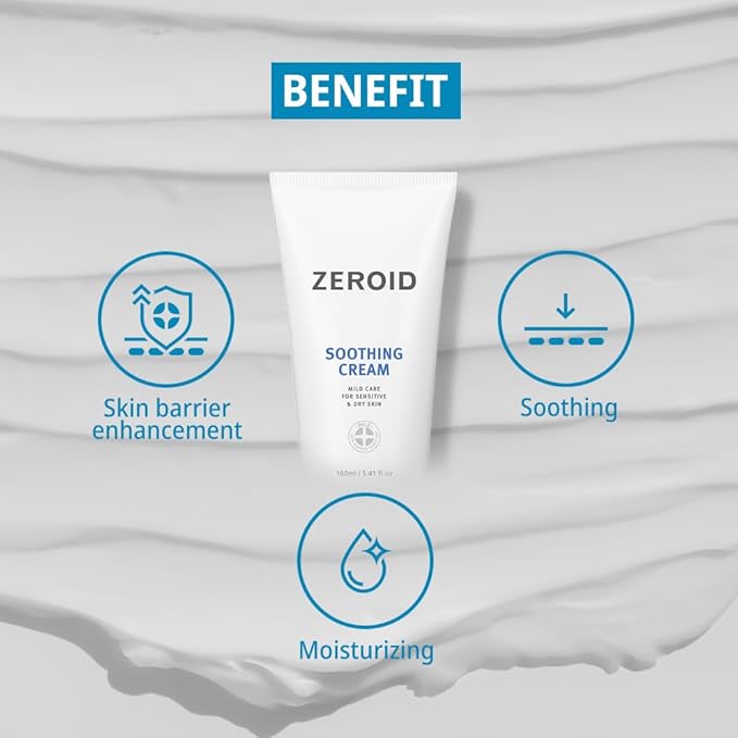 ZEROID | Soothing Cream | Face Moisturizer for Sensitive Skin | Face Cream for Skin Barrier Repair | Face Lotion for Soothing & Calming | Dermocosmetic Face Cream | Korean Skincare | 2.7 fl oz (80ml)
