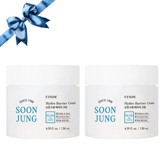 ETUDE SoonJung Hydro Barrier Cream Duo Set | 92.5% Moisturizing Ingredients, Gel Formula for Soothing, pH Balanced Moisturizer for Hydrating, Panthenol, Madecassoside, 8.78 Fl Oz (Jar Type)