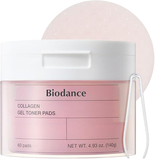 Biodance Collagen Gel Toner Pads, Pore Minimizer for Face, Improving Elasticity, Plumping Toner Pads for Sensitive Skin, Korean Skincare, Stocking Stuffers for Teen Girlsㅣ4.93 fl.oz.(140g)*60Pads
