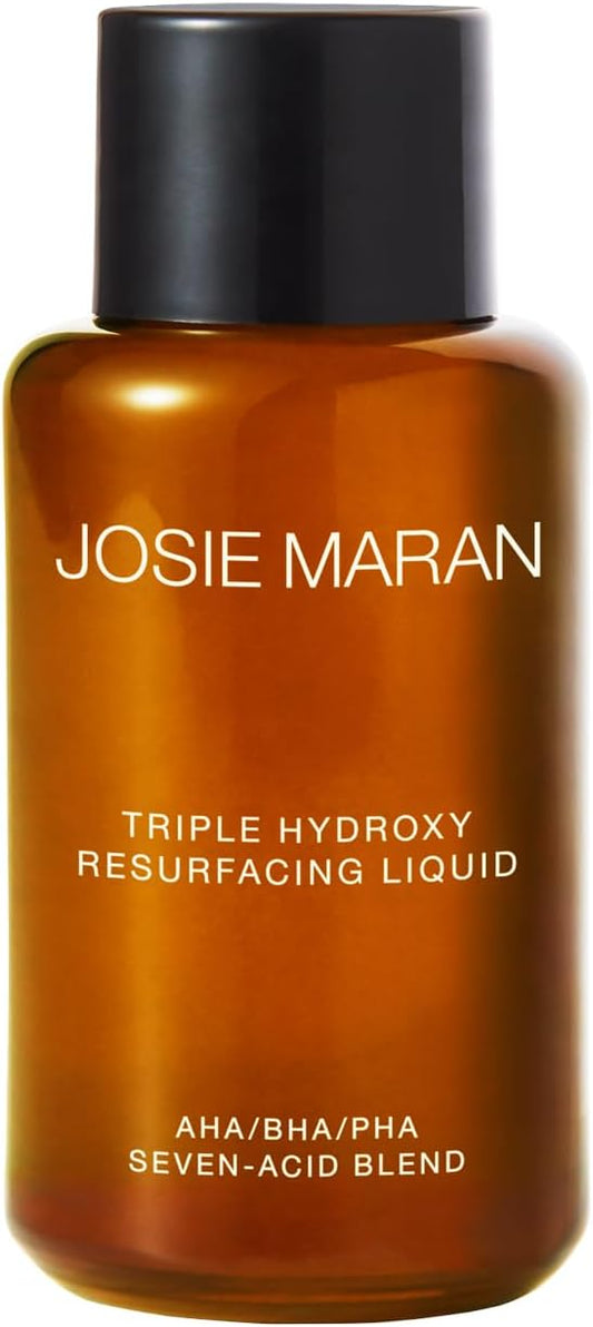 Josie Maran Triple Hydroxy Resurfacing Liquid - Anti-Aging Exfoliating Toner with Azelaic, Glycolic, Mandelic Acid & Alpha Hydroxy Acid for Even Skin Tone & Smooth, Youthful-Looking Skin (1.7 oz)
