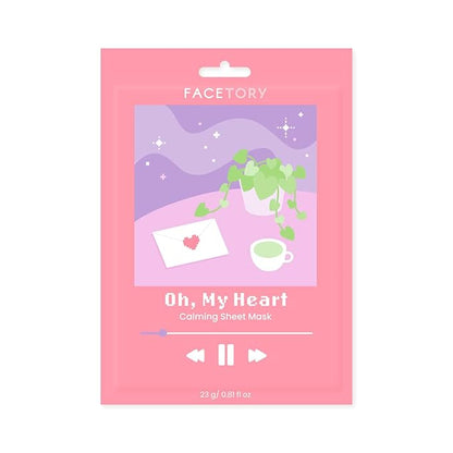 FACETORY K Beauty Face Mask Skin Care - CALMING Sheet Mask for ACNE-PRONE Skin with Heartleaf Extract | Calms Redness Smoothes Texture (10 Pack)