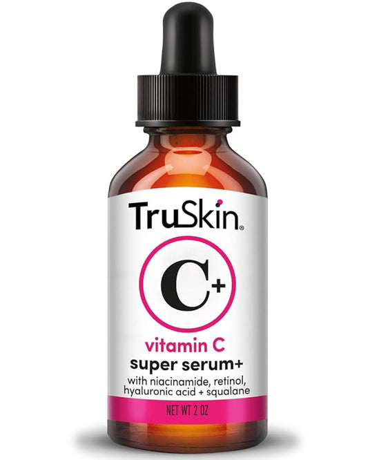 TruSkin Vitamin C Super Serum - Niacinamide, Retinol, Hyaluronic Acid & Squalane - All-in-One Anti Aging Serum for Face – Improve Appearance of Dark Spots, Firmness for Brighter Looking Skin, 2 Fl Oz