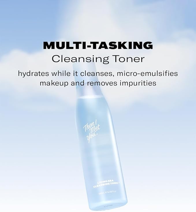 Then I Met You Living Sea Cleansing Tonic, Face Toner & Makeup Remover Micellar Water with Deep Sea Water, Papaya Enzymes & Licorice Root, Vegan & Clean Skincare, 6.08 oz