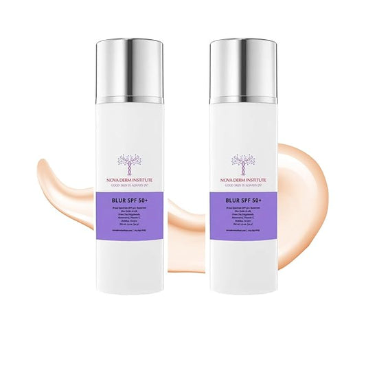 Tinted Sunscreen for Face - Blur SPF 50 - Lightweight Tinted Moisturizer with Zinc Oxide Mineral Sunscreen - Sensitive Skin Care -Safe for All Skin Types by NOVA DERM INSTITUTE (1.7 fl oz / 2 pack)
