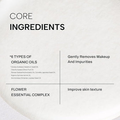 Whamisa Organic Flowers Cleansing Oil, Face Cleanser, Postbiotic-Rich Makeup Remover for Deep Cleansing, Pore Care, Rolling, Fermented, Easy Clean (260ml)