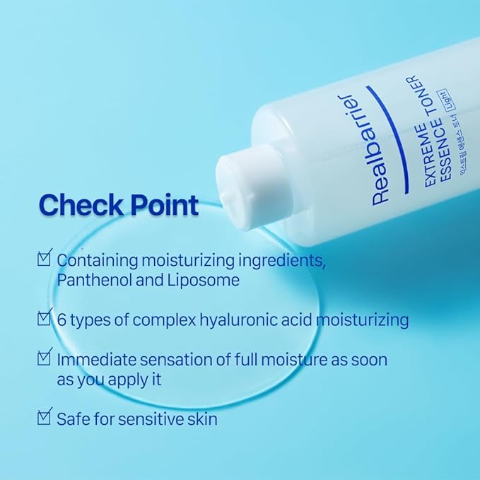Real Barrier Extreme Essence Toner Light 6.76 Fl Oz | Hyaluronic Acid Panthenol Face Moisturizer for Sensitive Dry Skin | Soothing & Hydrating Moisturizing Toner for Face | Korean Skin Care
