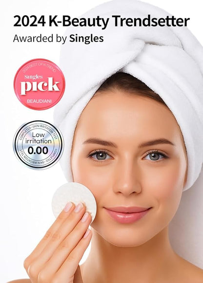 BEAUDIANI Green BHA soon sak peeling pad, 60pads, facial peel, Korean toner pads, exfoliator, pore tightening, soothing & hydrating, skincare pads, chemical peel, fruits extract