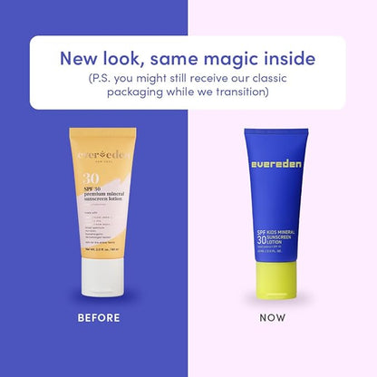 Evereden Premium Mineral Sunscreen SPF 30: Baby-Safe Whole-Family Mineral Sunblock Kids Love - Non-Nano Kids Sunscreen for Year-Round UVA & UVB Protection -Safe & Reef-Friendly - FSA Eligible