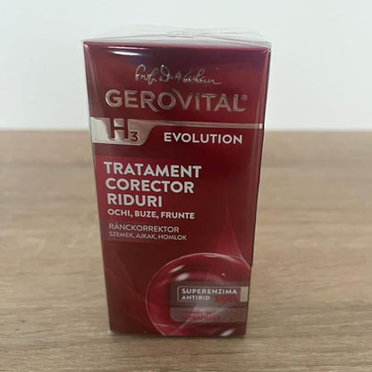 GEROVITAL EVOLUTION Anti-Wrinkle Serum for Eyes, Lips and Forehead Area with Hyaluronic Acid, Vitamin A and E, Reduces Deep Wrinkles, Improves Skin Elasticity, ‎15 ml