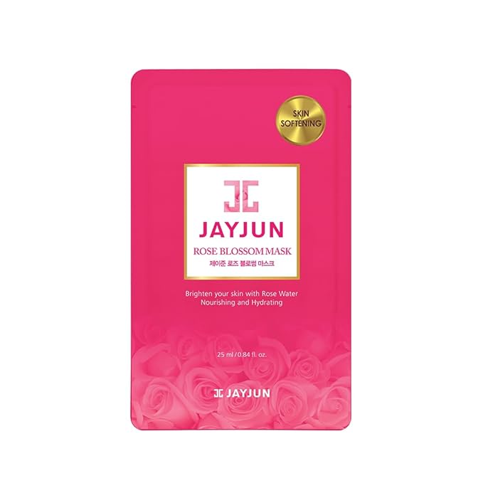 JAYJUN Rose Blossom Mask (10 Sheets) – Rose Water, Betaine & Allantoin for Soothing Hydration Skin 0.84 fl. oz.