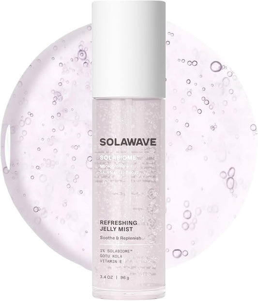 Solawave Refreshing Jelly Mist Toner with Gotu Kola, Prebiotics, Probiotics, Hydrating Pro Vitamin B5 for All Skin Types (3.4 OZ)