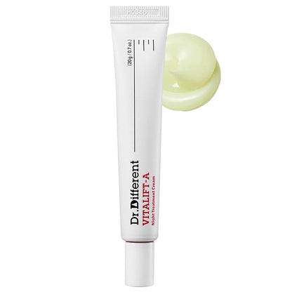 Dr.Different VITALIFT-A Retinal 0.05% - Anti-Aging And Anti-Wrinkle Night Treatment For Lifting And Firming-Face Moisturizer Cream With Vitamin A & Hyaluronic Acid, 0.7oz.