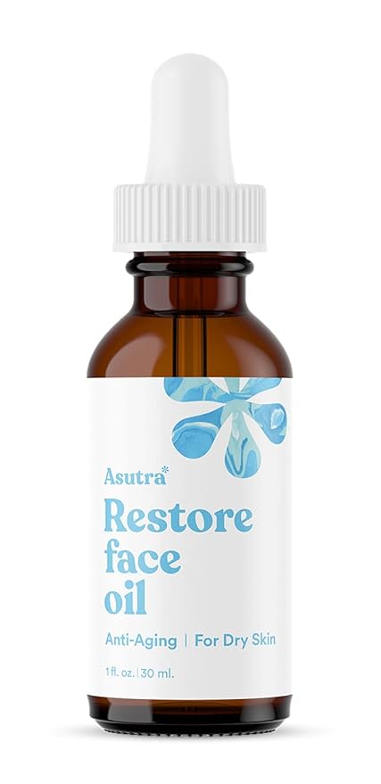 ASUTRA Restore Face Oil, 1 fl oz - Geranium & Rosehip Oil, Soften & Hydrate Dry Skin, Minimize Appearance of Fine Lines and Wrinkles
