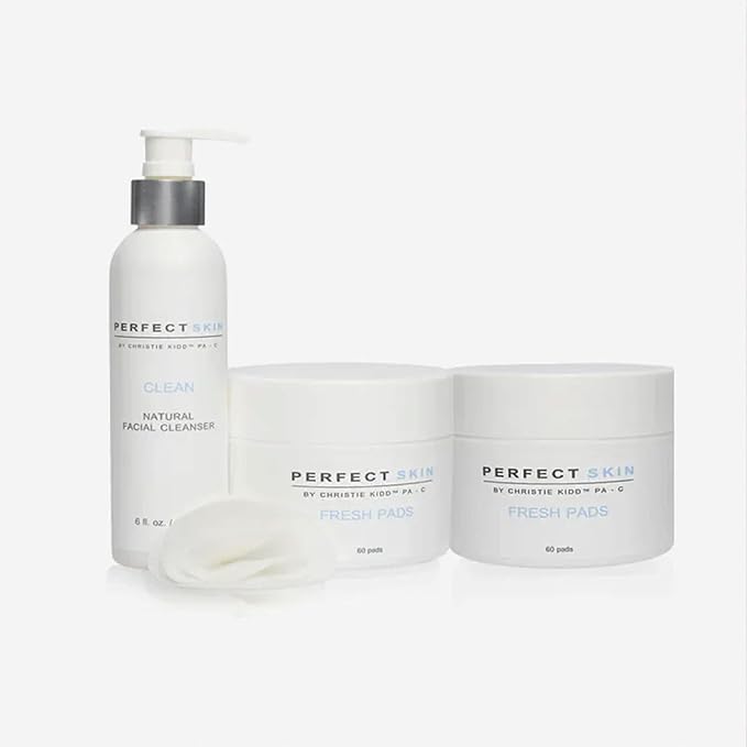Fresh + Clean Duo Perfect Skin by Christie Kidd, PA-C | Natural Face Cleanser & Exfoliating Pads Set | Clean, Soothe, and Refine Skin