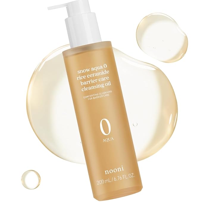 NOONI Korean Cleansing Oil – Snow Aqua 0 Rice Ceramide Barrier Care Cleansing Oil | Makeup Remover, Face Wash, Gentle Facial Cleanser, Pore Care, Korean Skin Care, Vegan, 6.76 Fl Oz