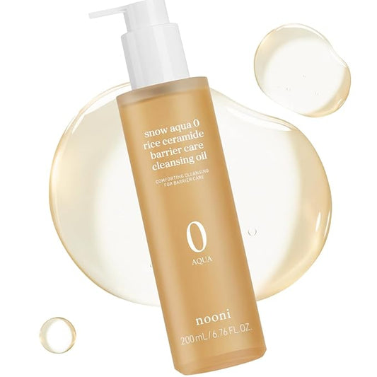 NOONI Korean Cleansing Oil – Snow Aqua 0 Rice Ceramide Barrier Care Cleansing Oil | Makeup Remover, Face Wash, Gentle Facial Cleanser, Pore Care, Korean Skin Care, Vegan, 6.76 Fl Oz