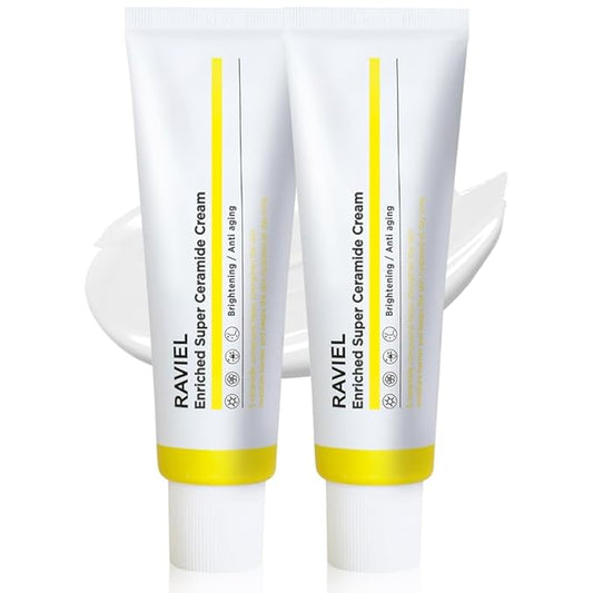 RAVIEL Enriched Super Ceramide Cream | Skin Barrier moisturizer | Hydrating Nourishing with Hyaluronic Acid, Niacinamide for Sensitive skin | Korean skin care (1.69Fl. Oz, Pack of 2)